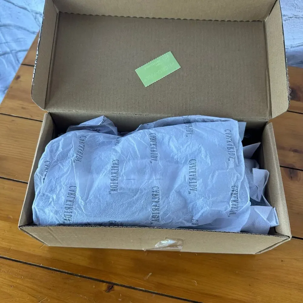 New in box Open Square Toe Black Mules Chunky Block Heel Size 9.5 Ribbon Floral - Picture 11 of 11